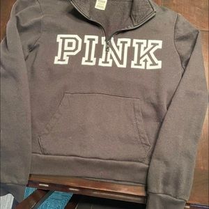VS Pink half zip hoodie in black. Great condition.